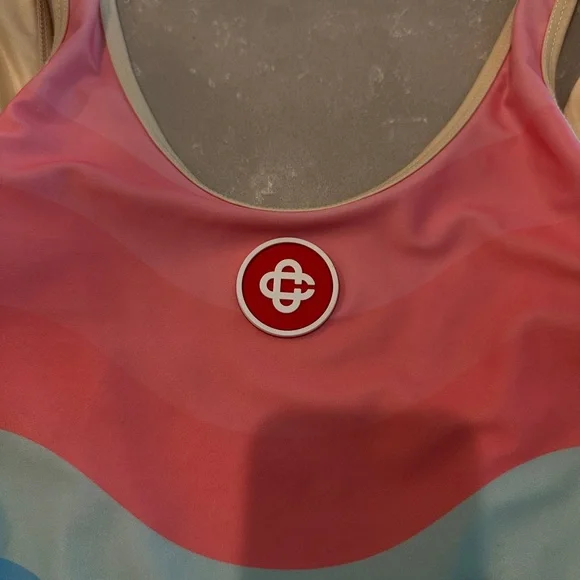 Girls Colorblock One-Piece Swimsuit in Pink & Blue - Picture 2 of 8